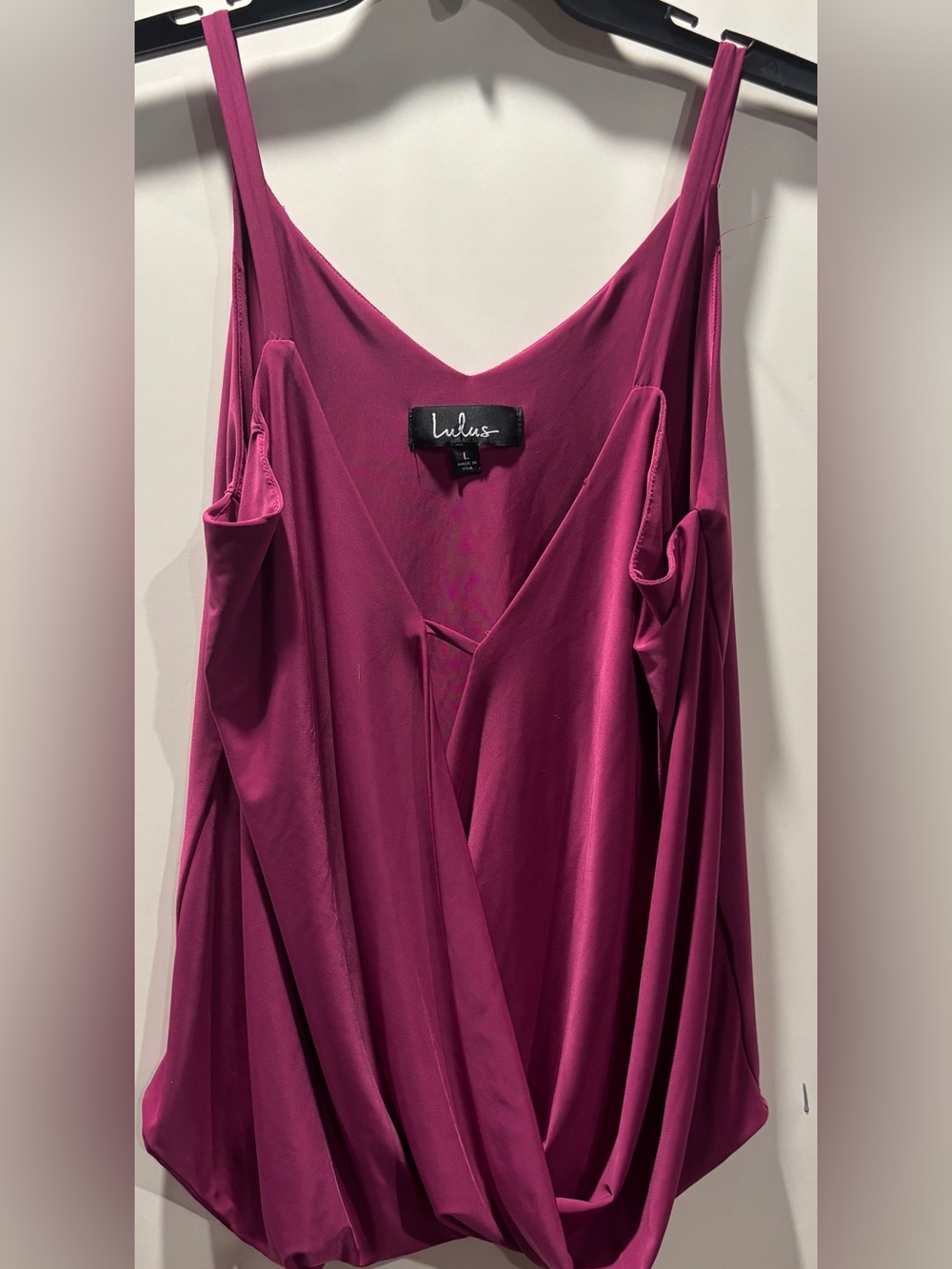 Lulu's Women's Magenta Draped Surplice Tank Top Size Large